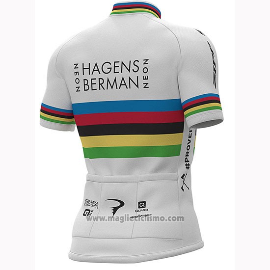 2019 Abbigliamento Ciclismo UCI Mondo Campione Androni Giocattoli Bianco Manica Corta e Salopette